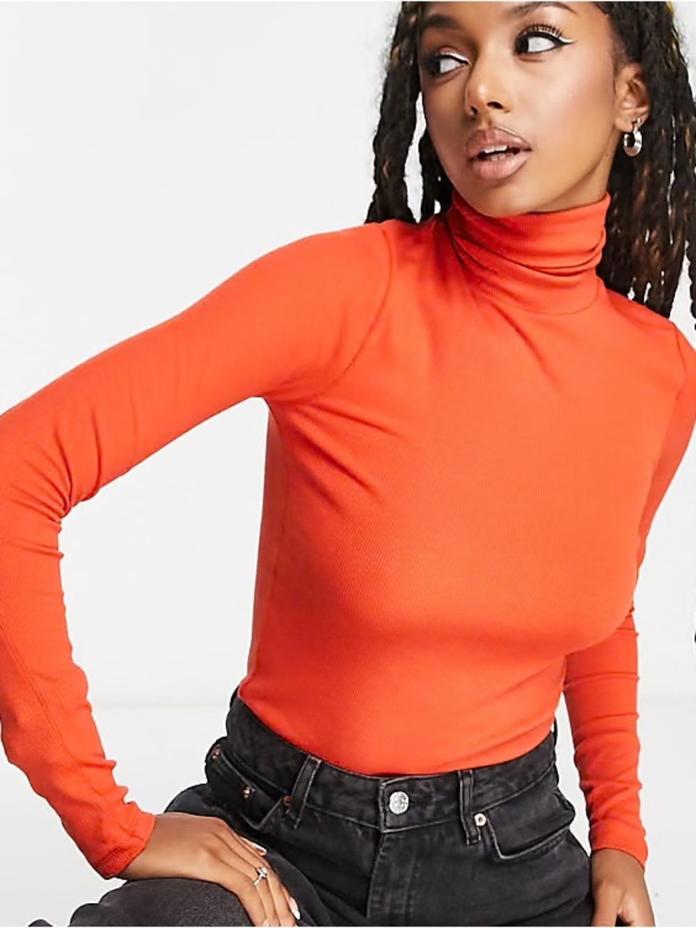 Massimo dutti Orange Turtleneck Long-Sleeve Top size M